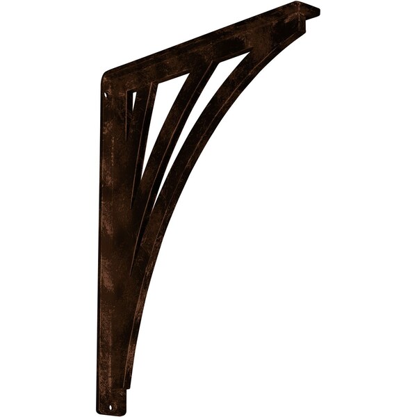 Ekena Millwork Nevio Wrought Iron Bracket, (Single center brace), Antiqued Copper 1 1/2"W x 12"D x 15"H BKTM01X12X15SNEACO - main